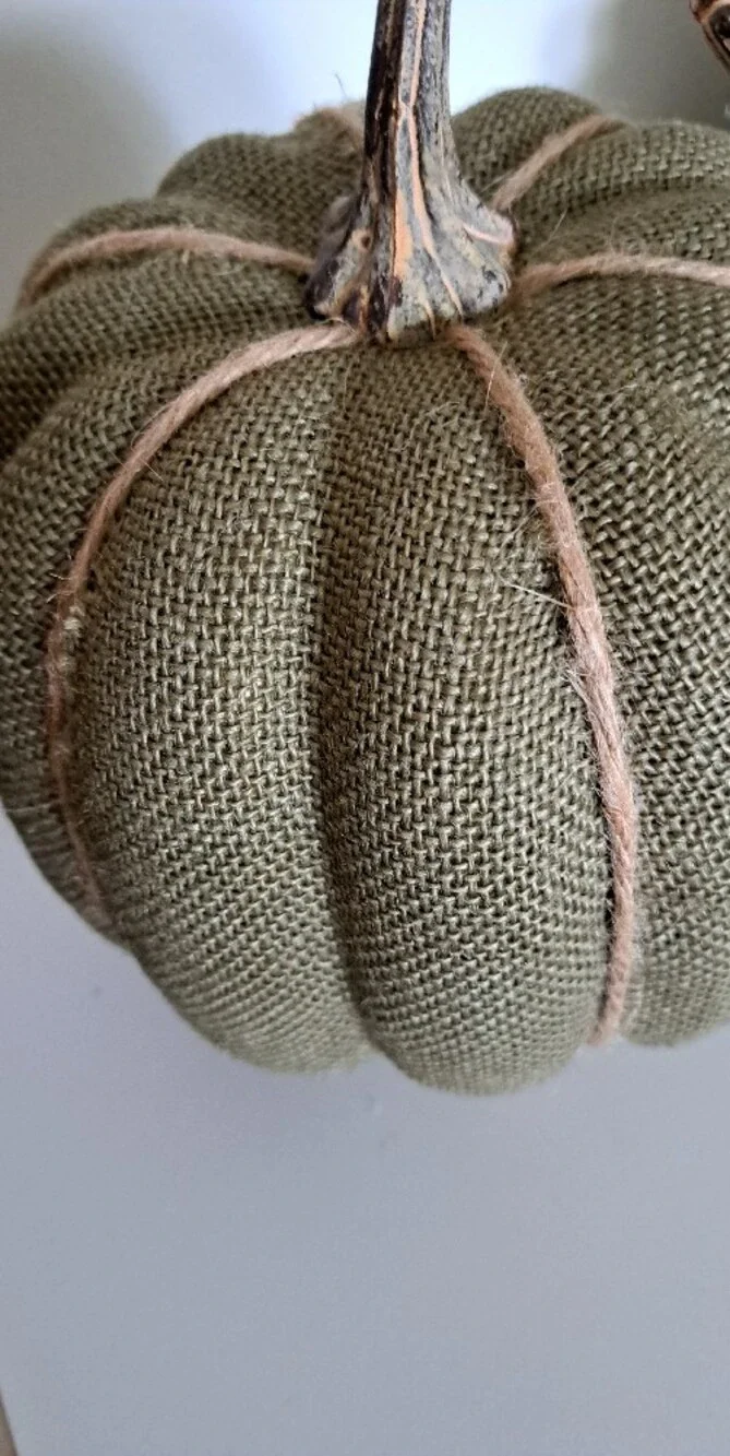Rustic Olive Green Burlap Pumpkin Accent - Home Accents